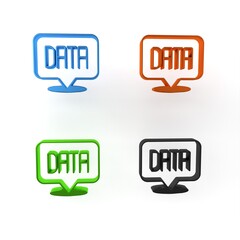 Colorful Data analysis icon isolated on white background. Business data analysis process, statistics. Charts and diagrams. Minimalism concept. 3D render illustration