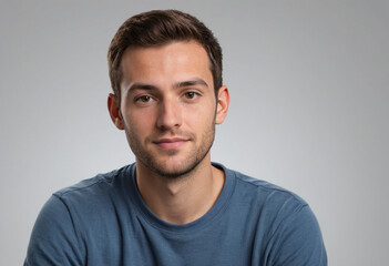 Fototapeta premium Portrait view of a regular Computer Programmer , candid, social media, avatar image, plain solid background