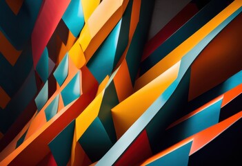 Obraz premium dynamic composition abstract geometric shapes casting intriguing shadows minimalist background, design, pattern, form, light, contrast, visual, art
