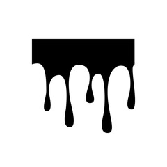 Smudges of black paint. Vector illustration of dripping drops. Drawing of flow down liquid. Sample of blood, mucus or paint.