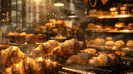 Write about a magical bakery where pastries rise and float gracefully out of the oven.