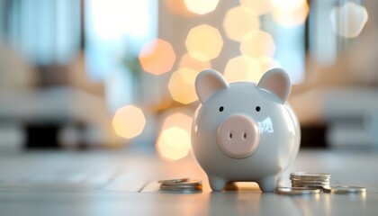 Piggy Bank Savings With Candlelight