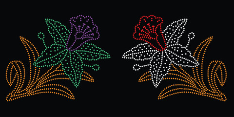 Rhinestone flower vector Design. rhinestone elephant vector design for Illustration of collar neck decoration with rhinestones in the form of a necklace. Flower Transfer Rhinestone. 