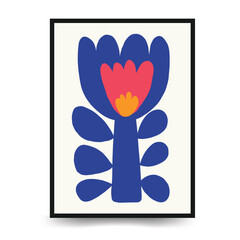Obraz premium Abstract Floral Posters Template in Modern Trendy Matisse Minimal Style. Hand-Drawn Design. Ideal for Boho Style Poster Designs. Wallpaper, Wall Decor, Prints, Postcards template. Vector illustrations