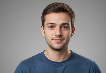 Fototapeta premium Portrait view of a regular Software Developer , candid, social media, avatar image, plain solid background