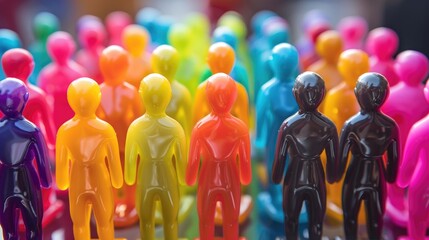 Plastic figures showcasing diversity and equality for anti racism and tolerance concept