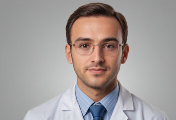 Portrait view of a regular Biochemist , candid, social media, avatar image, plain solid background