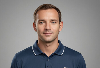 Obraz premium Portrait view of a regular Coach , candid, social media, avatar image, plain solid background