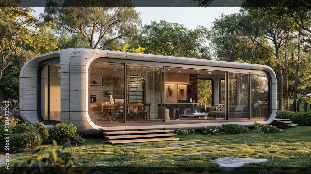 Poster write about the customization options available in a 3d-printed house. describe modular configuratio