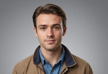 Obraz premium Portrait view of a regular Geologist , candid, social media, avatar image, plain solid background