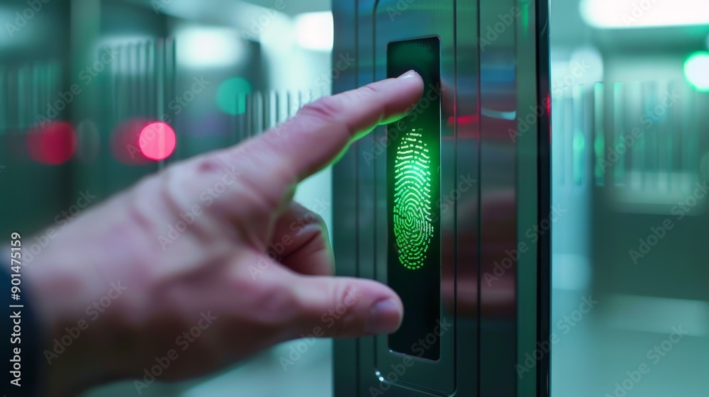 Poster write about the integration of biometric authentication systems for laptop security in office enviro