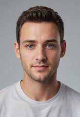 Fototapeta premium Portrait view of a regular Actor , candid, social media, avatar image, plain solid background