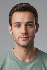 Fototapeta premium Portrait view of a regular Actor , candid, social media, avatar image, plain solid background