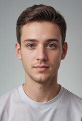 Obraz premium Portrait view of a regular Artist , candid, social media, avatar image, plain solid background