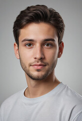 Obraz premium Portrait view of a regular Artist , candid, social media, avatar image, plain solid background