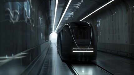 Fototapeta premium Zen Commute Serene Podcar Journey Through Futuristic Tunnel