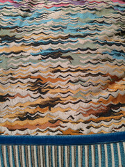 Colorful woolen textile pattern close up in Italy