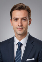 Portrait view of a regular Hotel Manager , candid, social media, avatar image, plain solid background