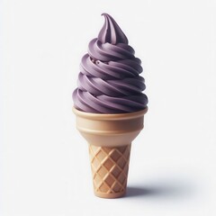 Delicious Purple Swirl Soft Serve Ice Cream Cone in a Crispy Waffle Cone for Dessert Lovers