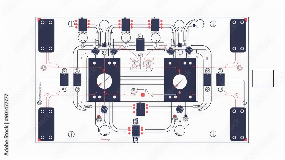 Poster diagram of a differential amplifier circuit, highlighting how it amplifies the difference between tw
