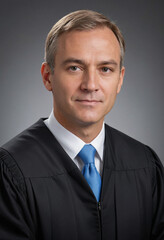 Portrait view of a regular Judge , candid, social media, avatar image, plain solid background
