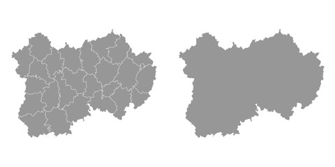 Kaluga Oblast map, administrative division of Russia. Vector illustration.