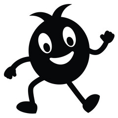 Obraz premium a funny running orange, cartoon character, vector silhouette, isolate white background. 