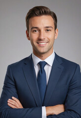 Portrait view of a regular Real Estate Agent , candid, social media, avatar image, plain solid background