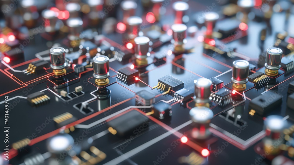 Poster diagram of a nand gate circuit, highlighting how the combination of transistors creates a logic gate