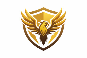 professional golden eagle shield logo vector