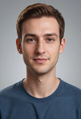 Fototapeta premium Portrait view of a regular Web Developer , candid, social media, avatar image, plain solid background