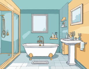 Facilities in bathroom vector concept
