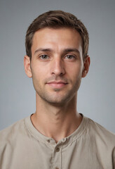 Fototapeta premium Portrait view of a regular Anthropologist , candid, social media, avatar image, plain solid background