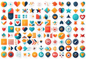 collection various vector icons set white background including common symbols elements, graphic, design, shape, sign, image, pictogram, outline, simple