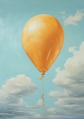 Fototapeta premium Close up on pale balloon painting cloud blue.