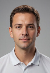 Fototapeta premium Portrait view of a regular Coach , candid, social media, avatar image, plain solid background