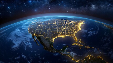 Obraz premium North America at Night from Space