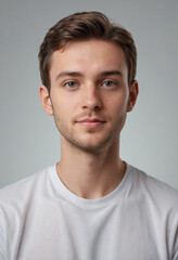 Obraz premium Portrait view of a regular Editor , candid, social media, avatar image, plain solid background