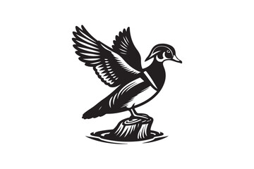Wood Duck Silhouette vector Illustration