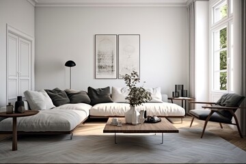 Scandinavian classic living room architecture furniture building. .