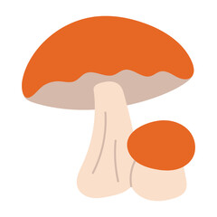 Vector illustration of edible mushroom in flat cartoon style. Forest mushrooms.