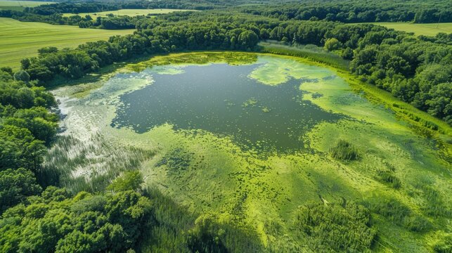 Eutrophication: Nutrient overload in aquatic systems, usually from land runoff, leading to algae blooms and reduced oxygen, impacting aquatic life and water quality.
