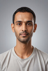 Fototapeta premium Portrait view of a regular Acharya , candid, social media, avatar image, plain solid background