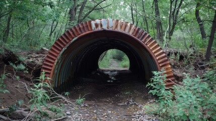 Abandoned Tunnel in a Forest