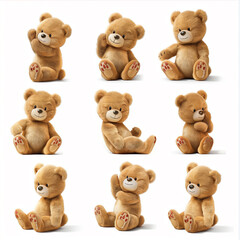 plush toy beige bear in different poses