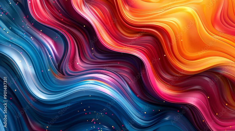 Wall mural Abstract wave patterns with vibrant colors and dynamic designs