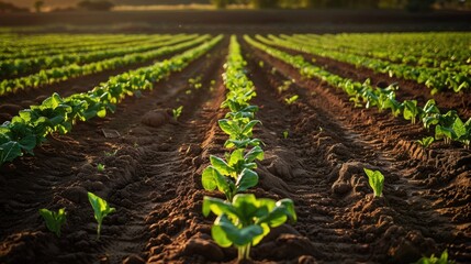 Obraz premium Monoculture: The agricultural practice of growing a single crop species in a large area, often leading to reduced biodiversity and increased vulnerability to pests and diseases. 