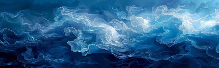 Fototapeta premium Ocean Waves Abstract in Swirling Blue Shades