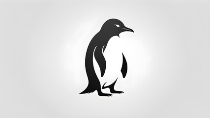 Obraz premium Penguin silhouette logo on white background. Generative AI