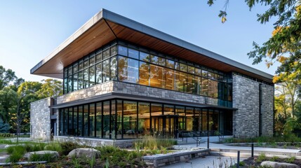 Fototapeta premium Modern Sustainable Glass Building